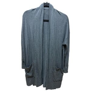 Eileen Fisher Long Open Cardigan Gray TENCEL™ Pockets Size XS